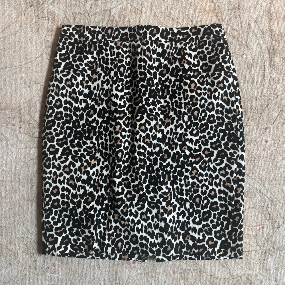 J. Crew Leopard Print The Pencil Skirt - 100% Cotton